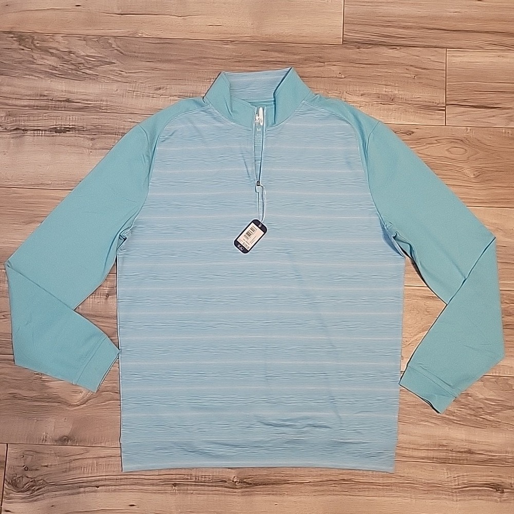 Johnnie-O Men's Medium Blue Apex Performance Quarter-Zip Pullover NEW $128